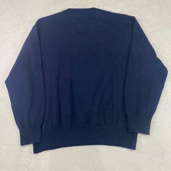 Orvis Mens 100% Merino Wool Sweater Navy Blue V-Neck Pullover Long Sleeve Sz XXL - Picture 6 of 9